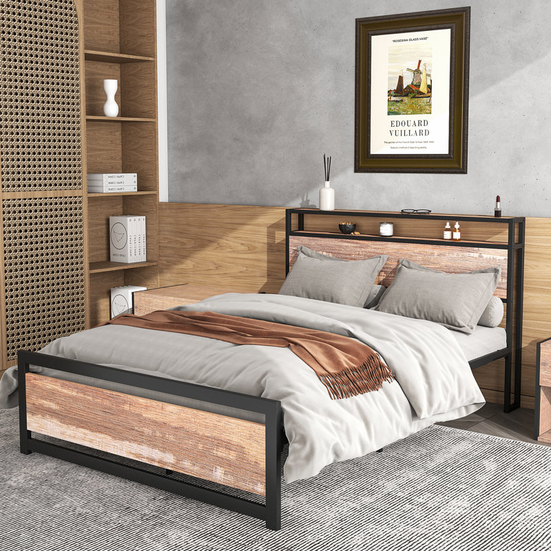 17 Stories Savarin Metal Storage Bed | Wayfair