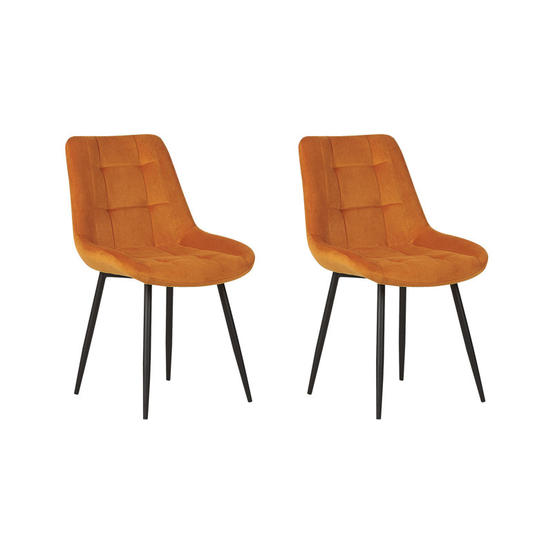 Abygale Tufted Upholstered Full Back Side Chair, Orange