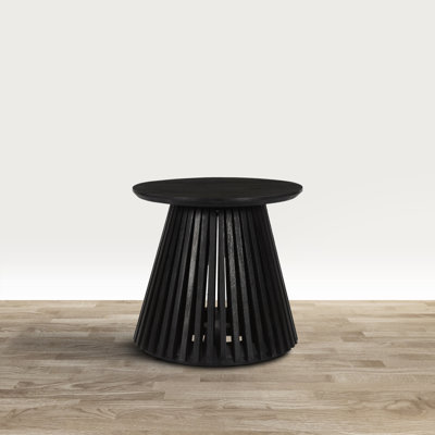 20 Inch Handcrafted Mango Solid Wood Round End Side Table