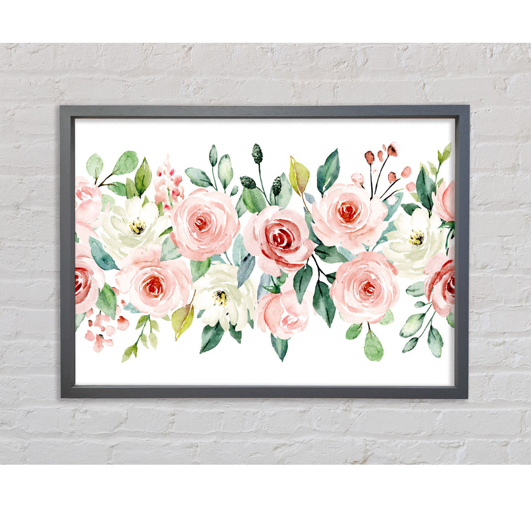 Floral Roses Bouquet - Single Picture Frame Kunstdrucke auf Leinwand