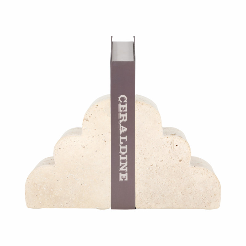 Joss & Main Set Of Two 5" Tan Travertine Cloud Bookends