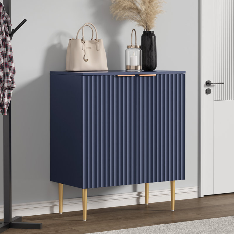 Rishaw 34.3" Tall Adjustable Shelf 2 - Door Accent Cabinet, Blue