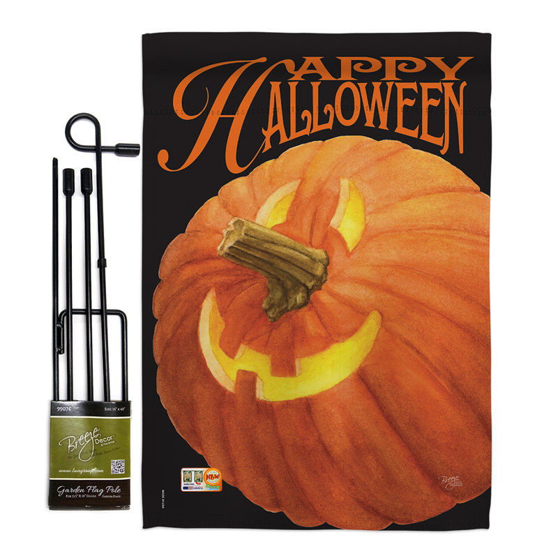 L’automne en polyester de 2 côtés 19 po x 13 po jack o lantern ensemble de drapeau