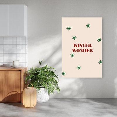 Festive Winter Wonder Minimalist Modern Abstract Winter Landscape Wall Art Print by Treechild - Wrapped Canvas Print