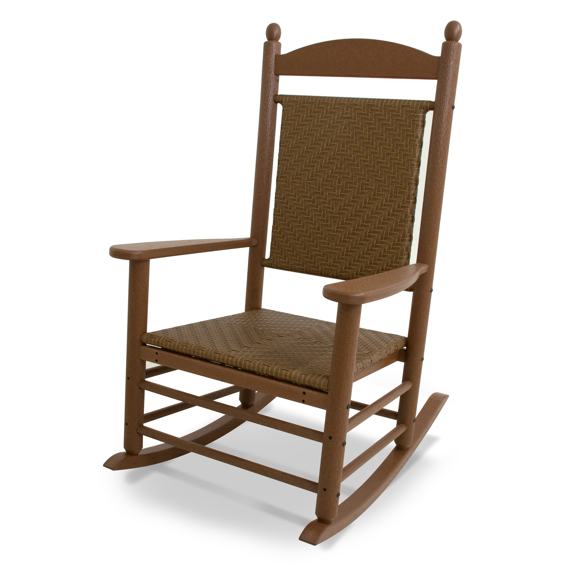POLYWOOD Rocker Woven Rocking Chair, Teak
