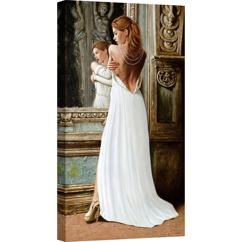 At The Mirror by John Silver - Wrapped Canvas Painting, 70cm H x 35cm W x 4cm D