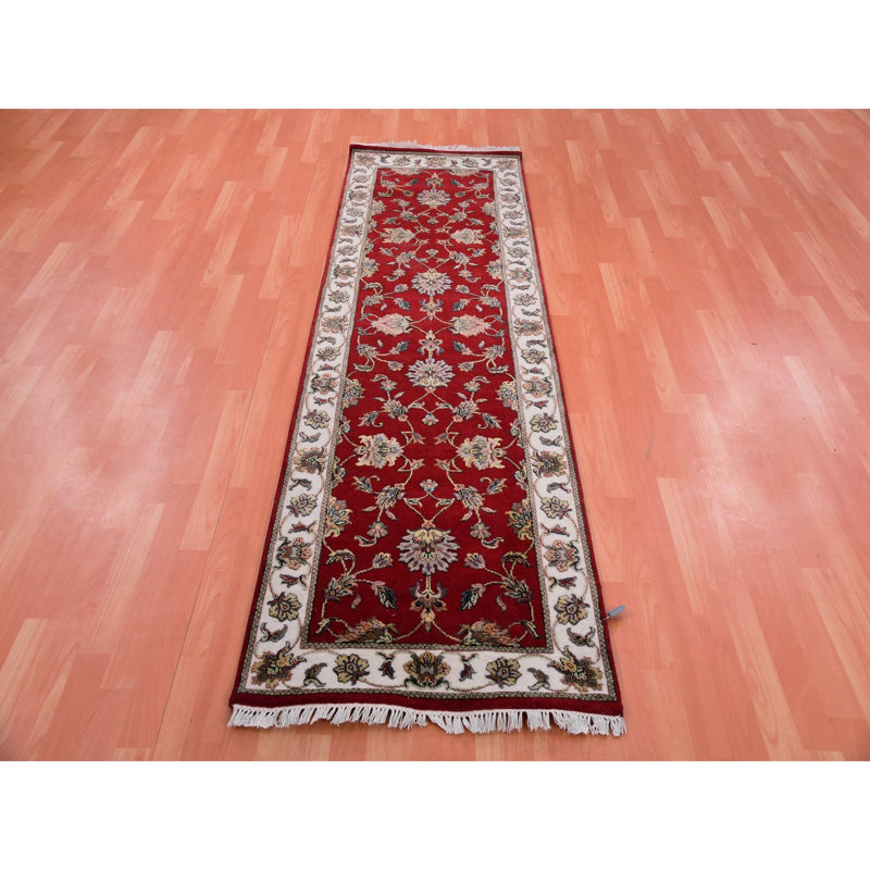 Tapis de couloir rouge nouvel âge en laine 2 pi 6 po x 8 pi 2 po Cebell