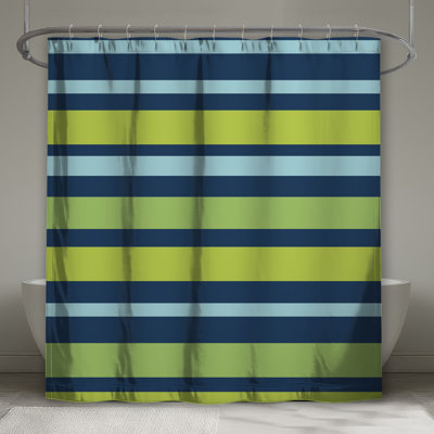 Blue Green Stripes Shower Curtains Extra Long