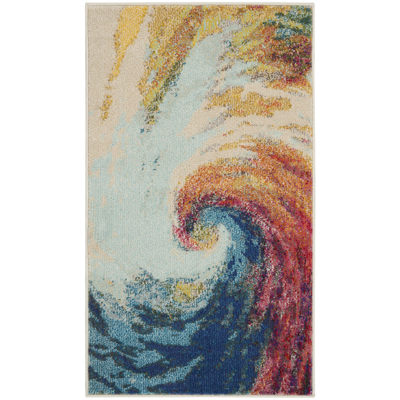 Tapis abstrait multicolore Velva, Rectangle 2 pi 2 po x 3 pi 9 po