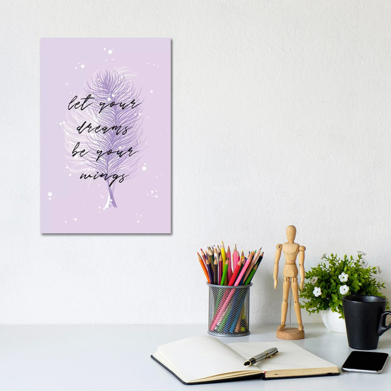 Purple Feathers by Martina Pavlova - Print on Canvas, 30.48cm H x 20.32cm W x 1.91cm D, Wrapped Canvas