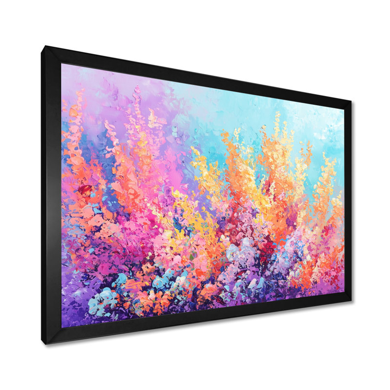 Coral Reef Fish Paradise VI - art mural impression corail, 12" H x 20" W, Single Picture Framed Print without Mat, Black