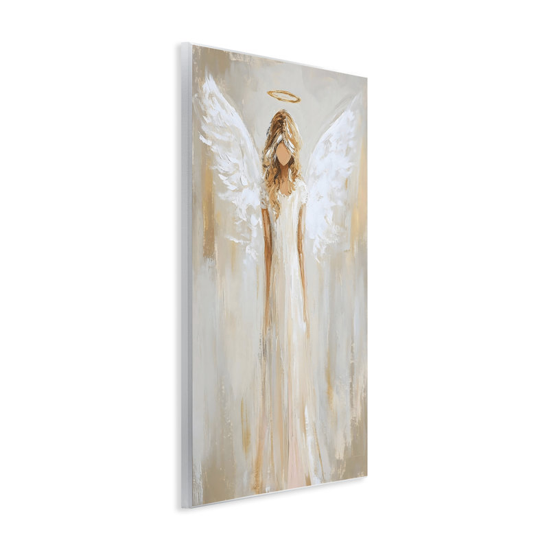 Plaque murale Divine White Angel, signée Petal Prints Design, H 19 po x l 13 po