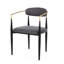 2 chaises de salle à manger, rembourrées gris anthracite avec structure en fer dans un style moderne et un style de tissu doré