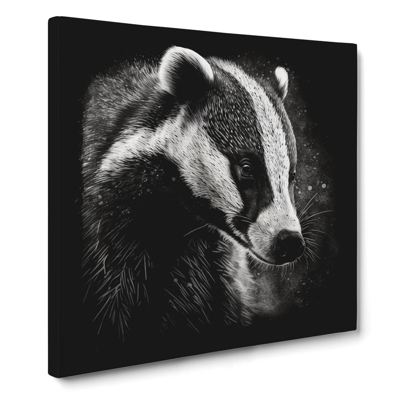Badger Graphic Art - Wrapped Canvas - Framed Print, 50cm H x 50cm W x 3cm D