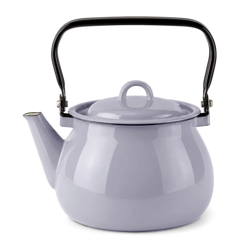 Bouilloire en émail de style ferme rétro, 2.7-Qt, Grey
