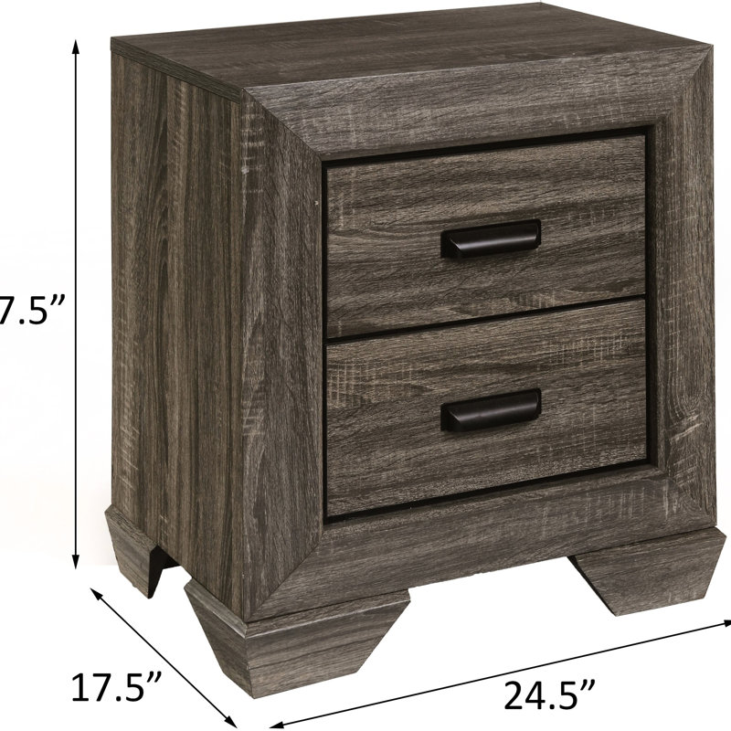 Table de chevet rustique à grain vieilli gris pour chambre à coucher - fonctionnelle et attrayante 2 po