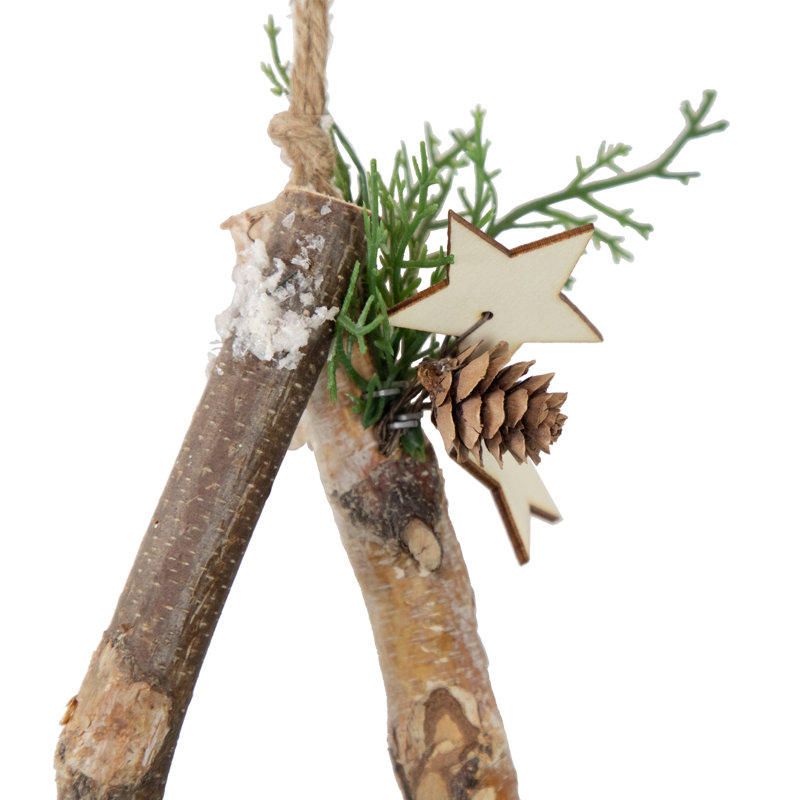 Rustic Snowy Pinecone Branch Star Christmas Ornament