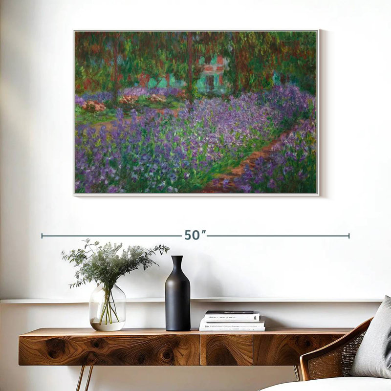 Le jardin de l'artiste à Giverny en 1900, Cadre flottant blanc, 40 po x 27 po