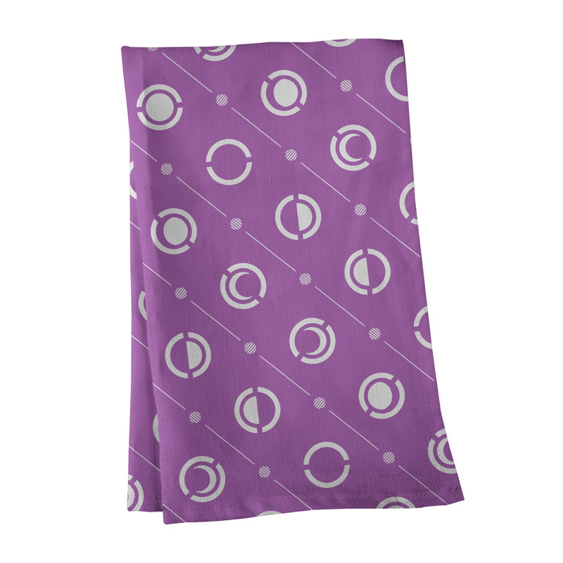 Torchon Moon phases, Mauve/blanc, Croisé en coton