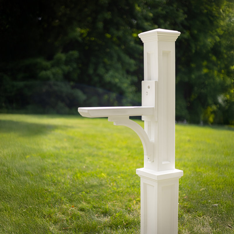 Mayne Newport Plus Mailbox Post with Standard Arm, White