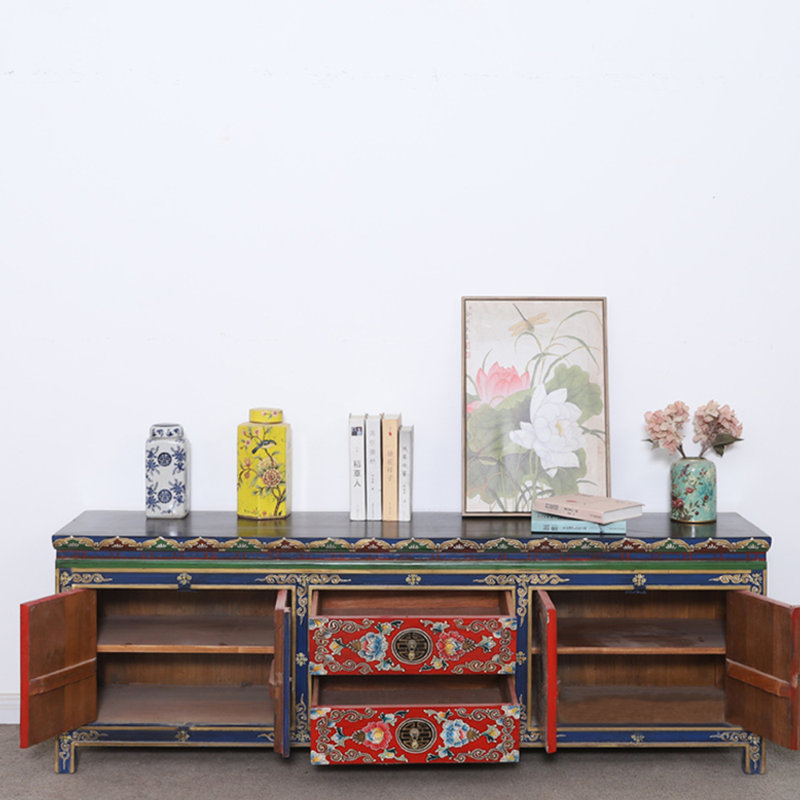Tibetan style retro storage TV stand