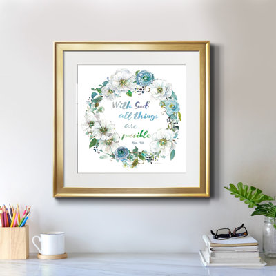 Floral Scripture Wreath II - Reproduction d'art textuel sur papier encadré