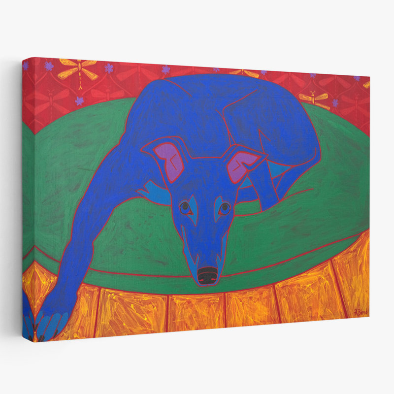Runner In Repose - Contemporary Dogs Art, H 16 po x l 24 po