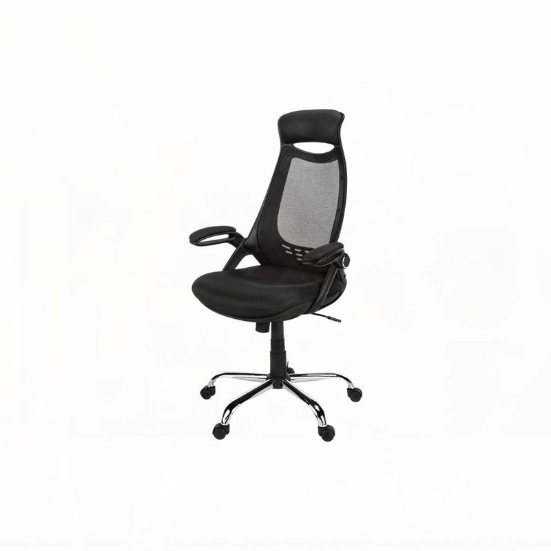 Office Chair,Adjustable Height,Swivel,Ergonomic,Armrests,Computer Desk,Work,Black Mesh,Chrome Metal,Contemporary,