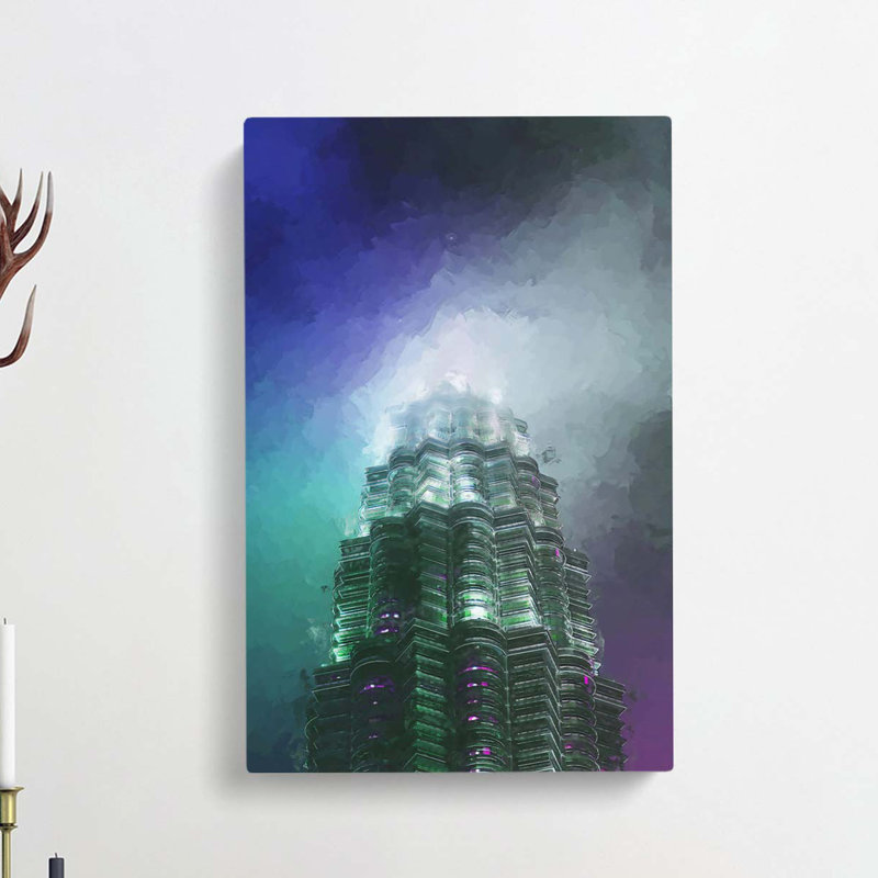 Petronas Tower In Kuala Lumpur In Abstract - Wrapped Canvas, 60cm H x 40cm W x 3cm D
