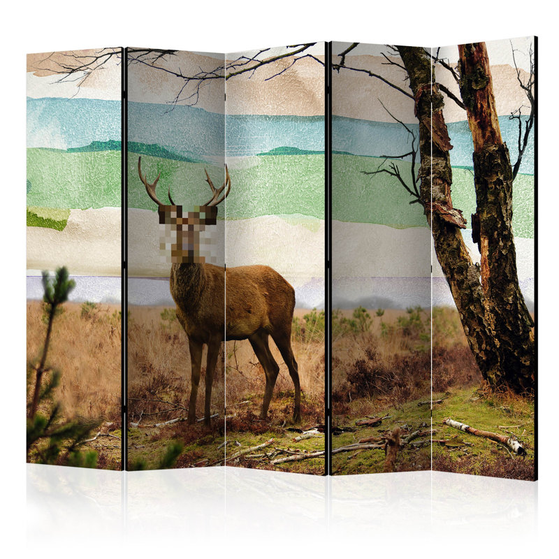 Carlisle 225cm W x 172cm H 5 - Panel Solid Wood Folding Room Divider