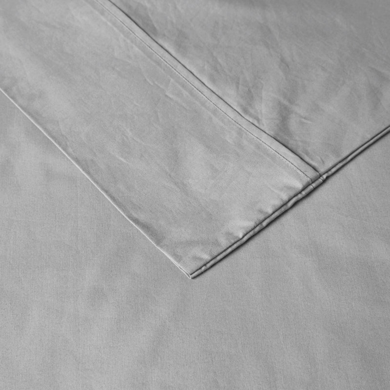 Twin Gray Cotton Percale Sheet Set