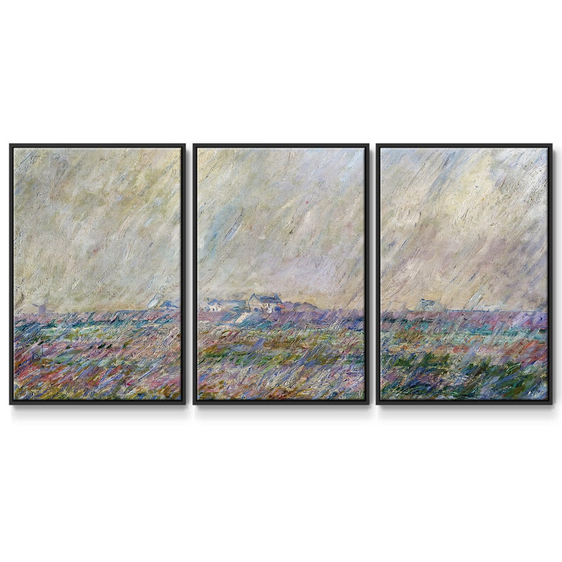 La pluie, 1886 - 3 pièces, reproduction sur toile, Noir