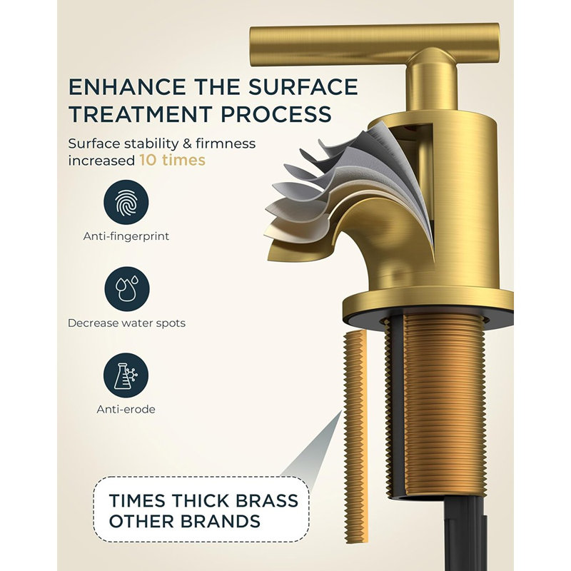 8 Inch Widespread Brushed Gold Bathroom Faucet 3 Hole, 2 Handle Gold Sink Faucet Bathroom Vanity With 360 Degree Swivel Spout, With Metal Pop Up Drain And Cupc Supply Line, For 6 To 12 In Sink
