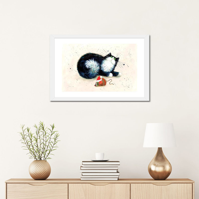 Reproduction d’art, "Merry Christmouse" par Kim Haskins, Papier encadré blanc, Blanc, H 16 po x l 24 po x P 1 po