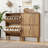 Shoe Storage Cabinet With 2 Flip Drawers,Free Standing Shoe  Cabinet With Metal Handles For Entryway,Shoe Rack Cabinet With Line Groove Design
