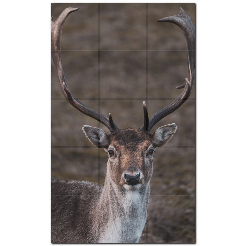 Murale décorative en céramique cerf de 4,25 po x 4,25 po
