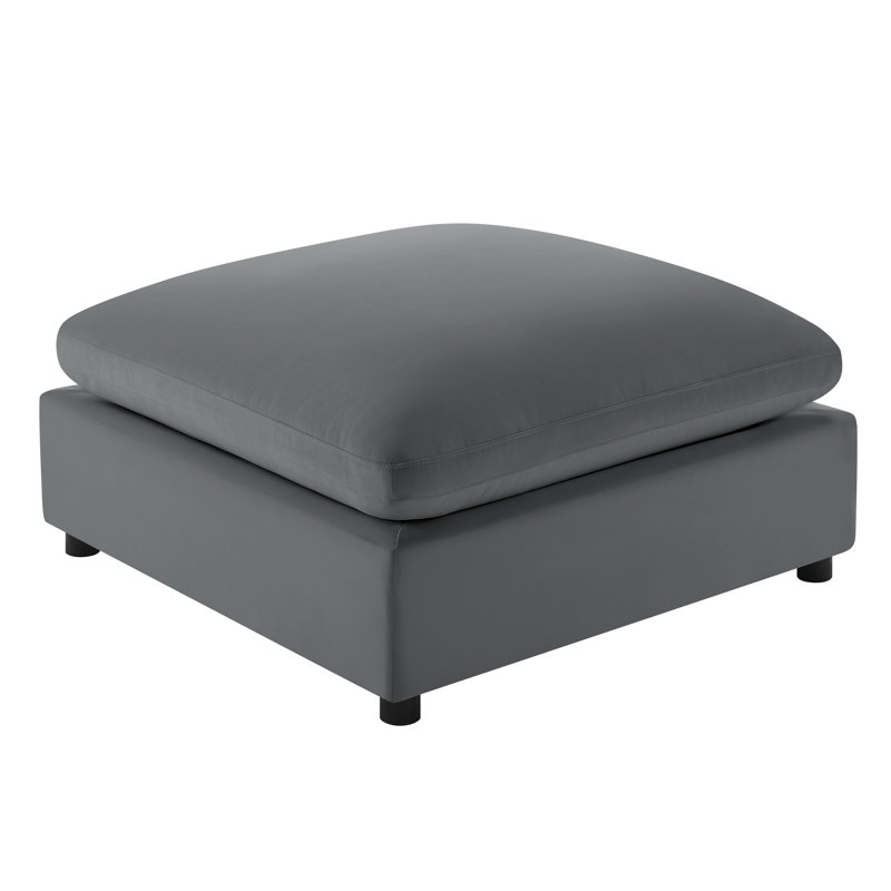 Jazzmyne Fabric Ottoman, Charcoal Performance Polyester
