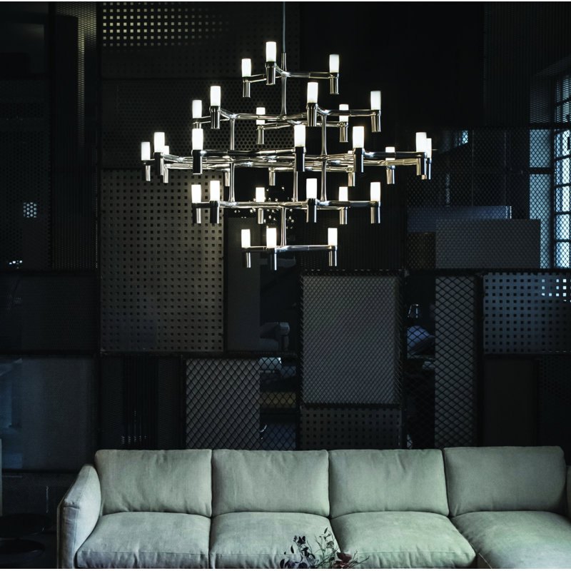 Crown Major 30-Light Sputnik Chandelier, Polished Silver, Shade Included: No