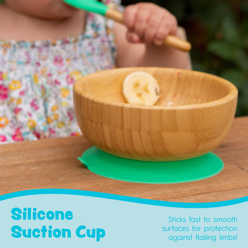 Tiny Dining - Bamboo Suction Bowl - Beige, Olive Green