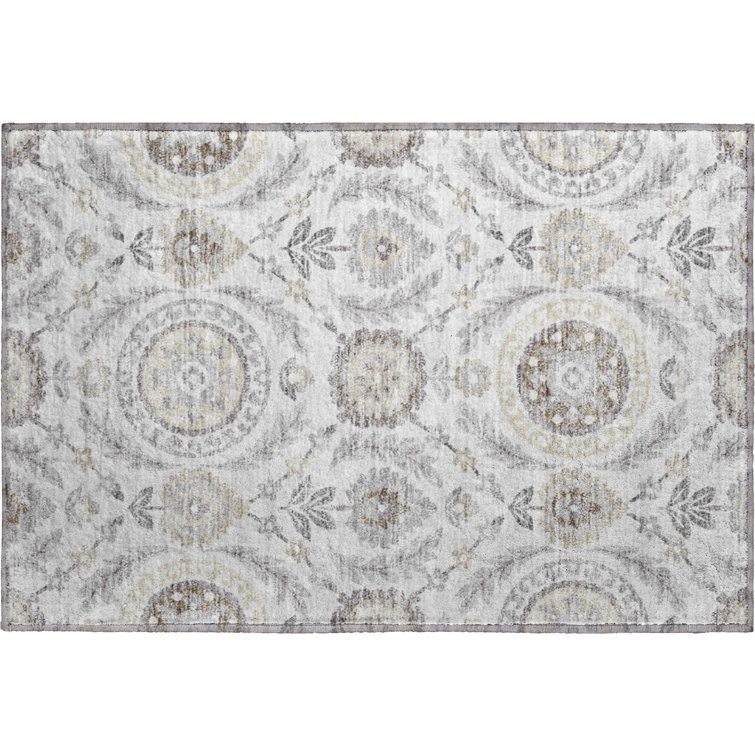 Premium Machine Washable Prisco Silver Rug
