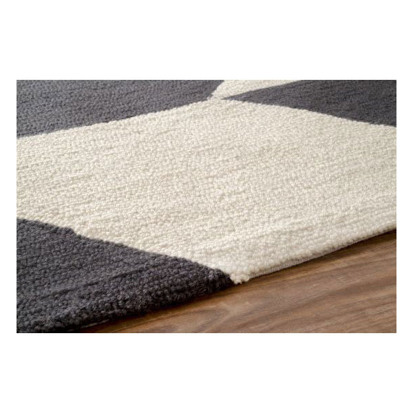 Tapis gris anthracite en laine crocheté à la main Wolfenbarger, Rectangle 5 pi x 8 pi