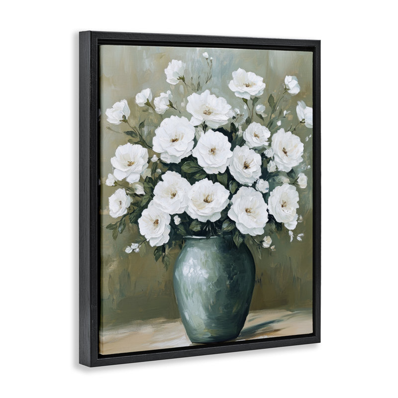 Cadre flottant Bouquet Flower Blossoms, design par Petal Prints Design, H 31 po x l 25 po, Cadre flottant noir de jais