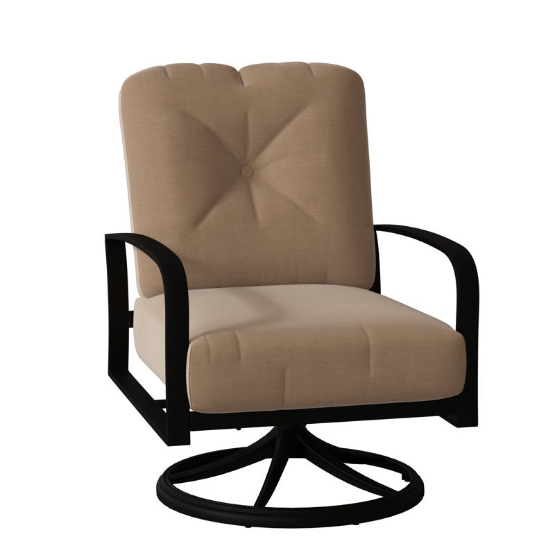 Fremont Outdoor Rocker Chair, Canvas Heather Beige Sunbrella® Canvas, Textured Black