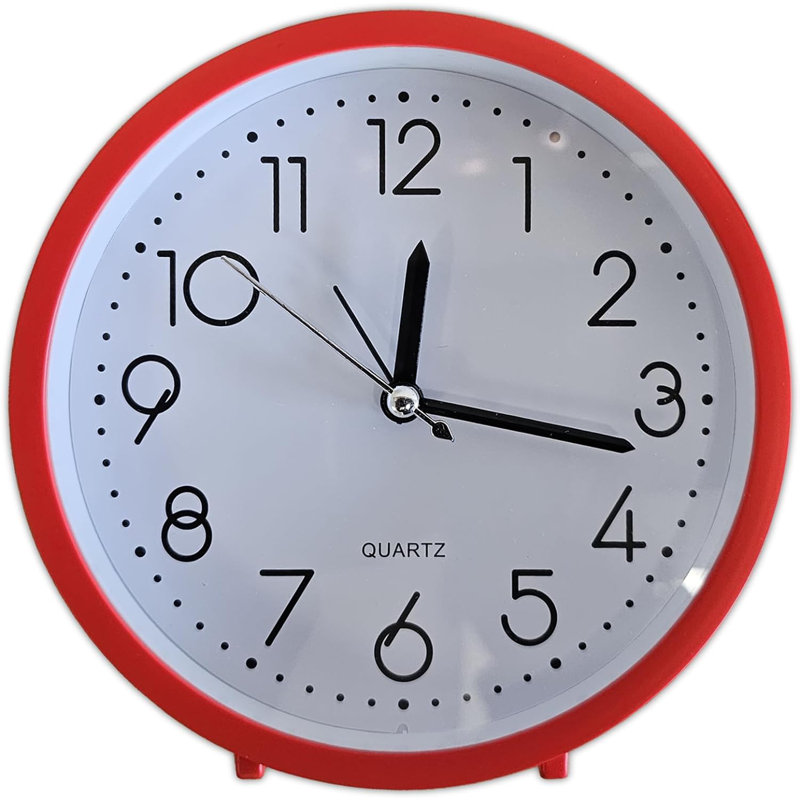 Roman Numeral Quartz Movement / Crystal Alarm Tabletop Clock Red