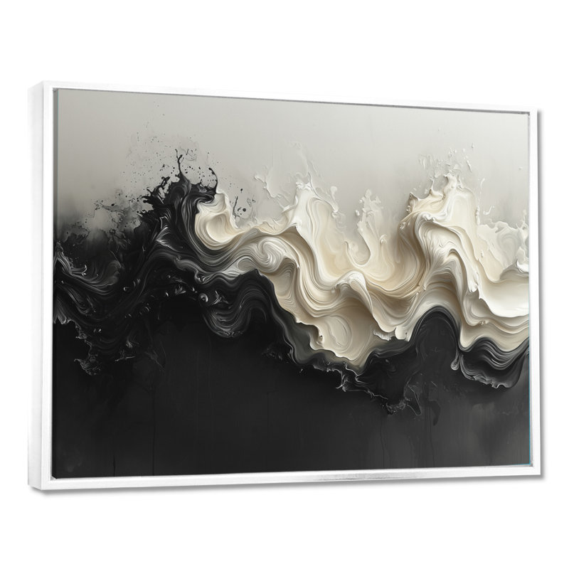 «Dawley», noir et blanc, Uniant Horizons, H 34 po x l 44 po, Impression encadrée flottante sans passe-partout, Blanc