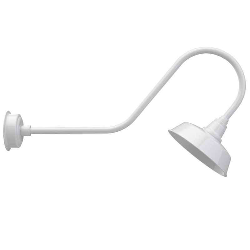 Luminaire de grange d’extérieur à del Vandervliet, H 12 po x l 12 po x P 36 po, blanc
