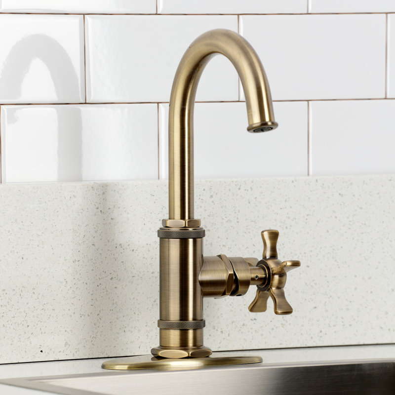 Kingston Brass Hamilton Single-Handle 1-Hole Deck Mount Bar Faucet, Antique Brass