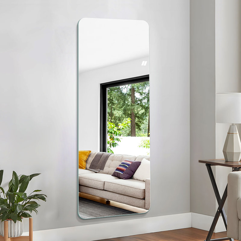 Miroir mural pleine longueur - Miroir moderne incassable, adhésif ou mural sans cadre pour chambre à coucher et entrée