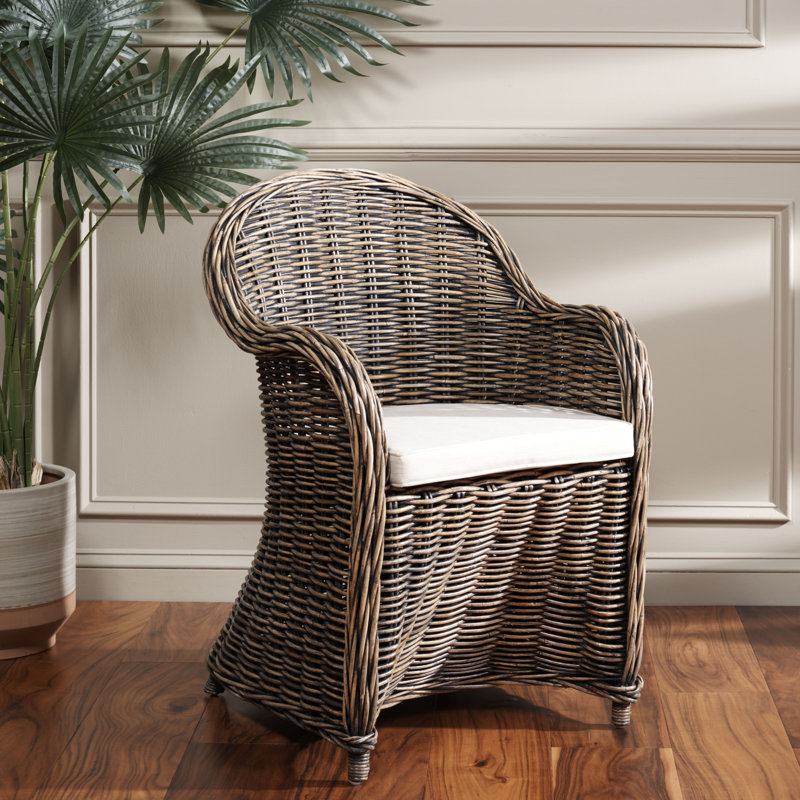 Fauteuil en coton de 24 po de largeur Hahn, Enduit noir, Coton beige