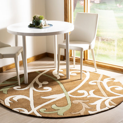 Tapis brun en laine touffeté à la main Chanler